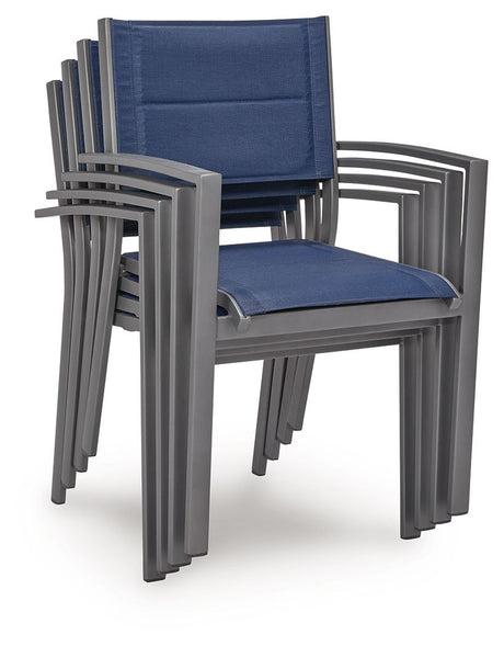 Rocky Creek - Sling Arm Chair (Set of 4) - Blue / Gray - view 3