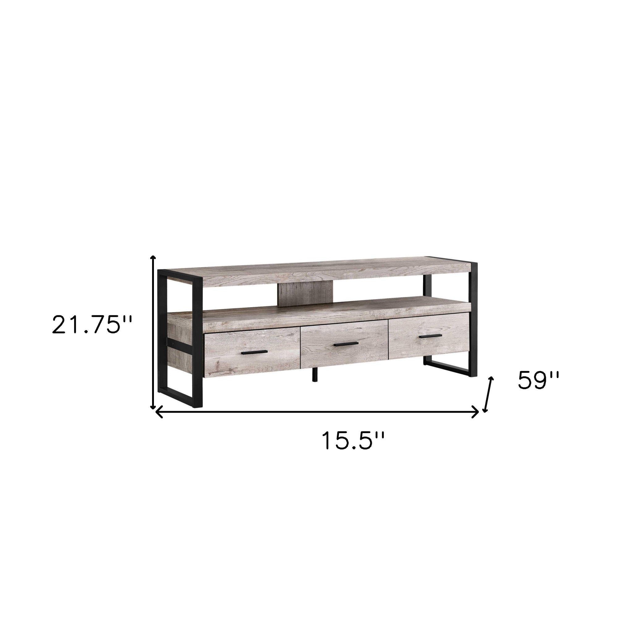 Cabinet Enclosed Storage TV Stand With 3 Drawers - Brown / Black