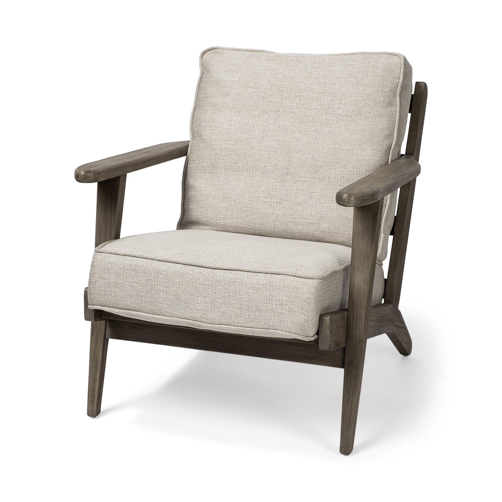 Fabric Arm Chair - Cream / Brown