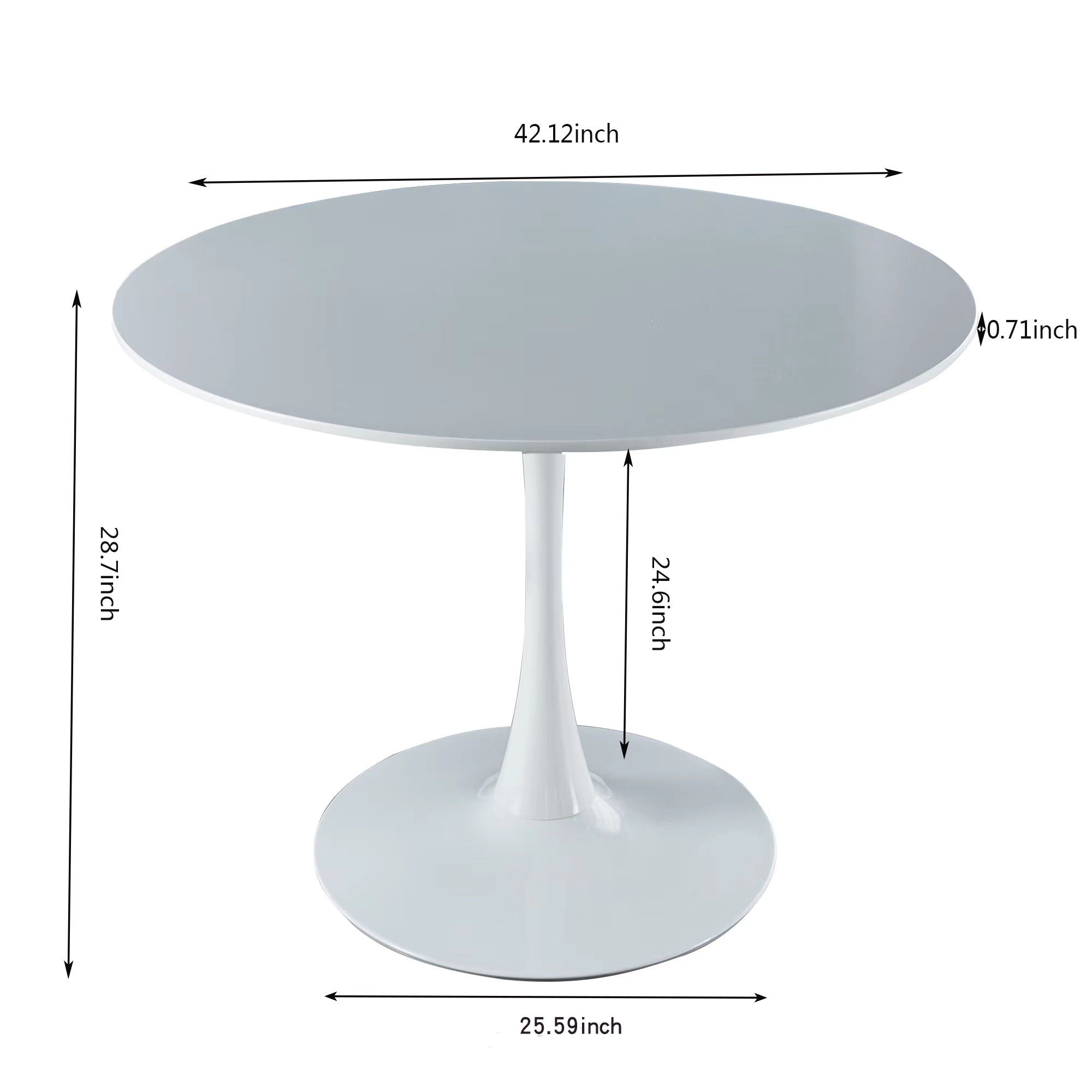 Tulip Table Mid-Century Dining Table With Round MDF Table Top, Pedestal Dining Table, End Table Leisure Coffee Table