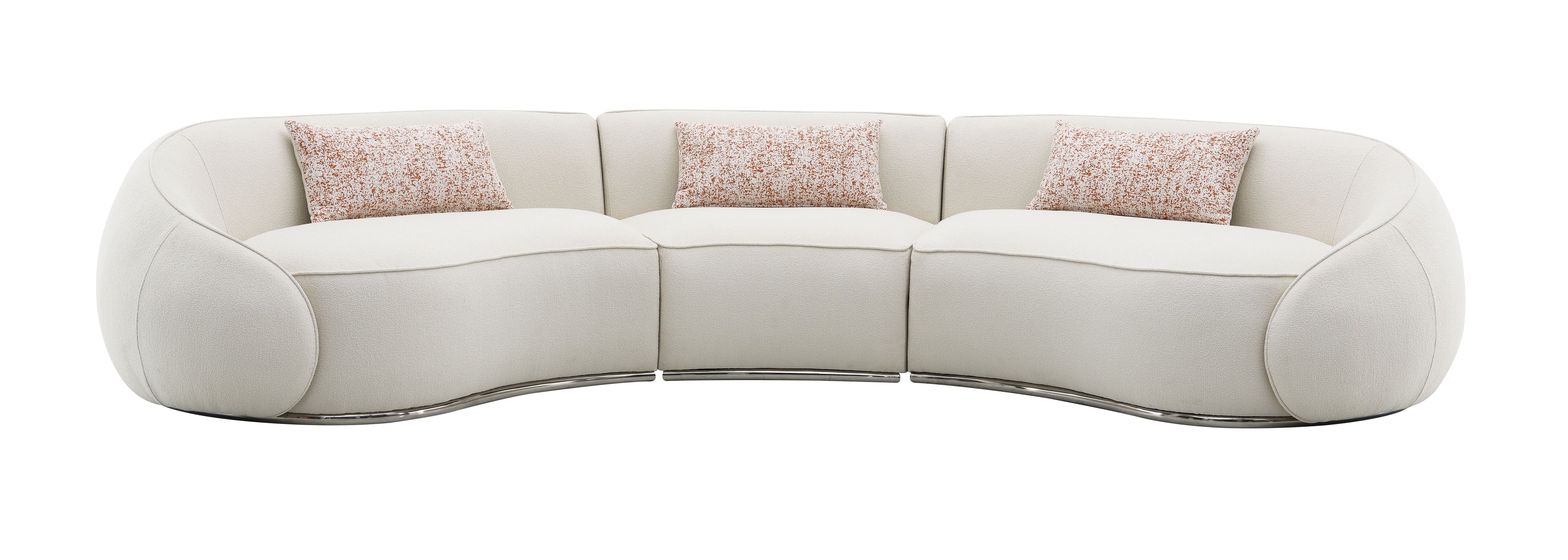 Sahara - Boucle Sectional Sofa With 3 Pillows - Beige