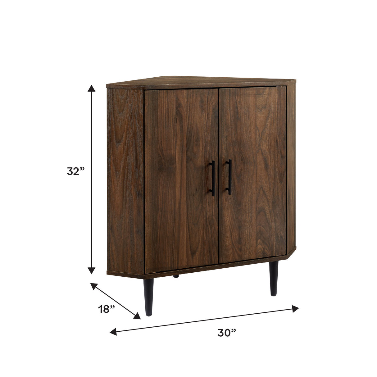 Contemporary 2 Door Mixed-Material Corner Accent Cabinet by Walker Edison | Bel Furniture