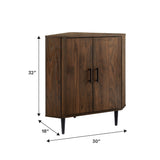 Contemporary 2 Door Mixed-Material Corner Accent Cabinet by Walker Edison | Bel Furniture