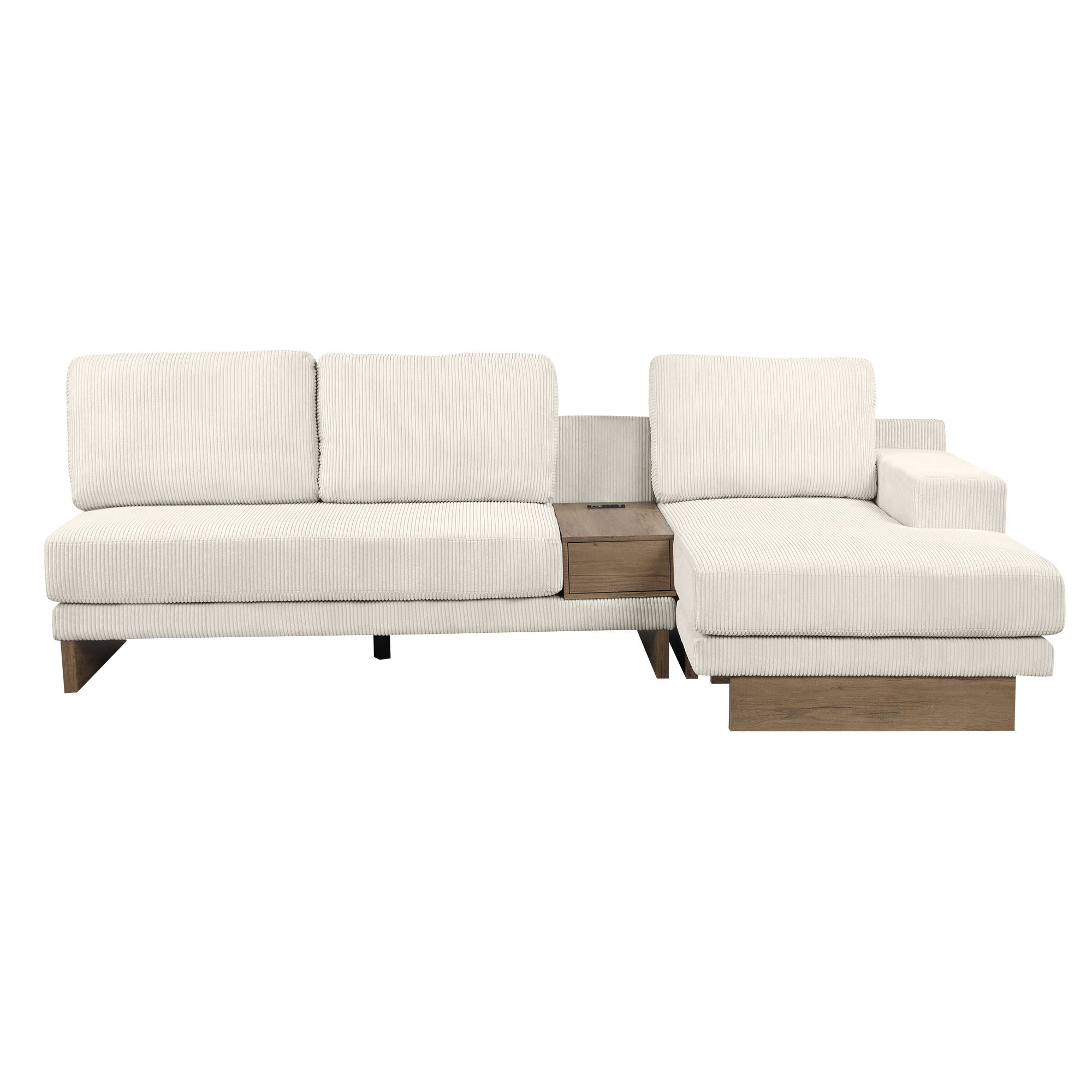 L-Shaped Sofa Sectional Sofa With Two USB Ports And Two Power Sockets, A Storage Drawer And A Reversible Chaise Lounge For Living Room