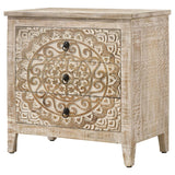 Mariska - 3-Drawer Wood Mandala Cabinet - Distressed White by Coaster Fine Furniture | Bel Furniture