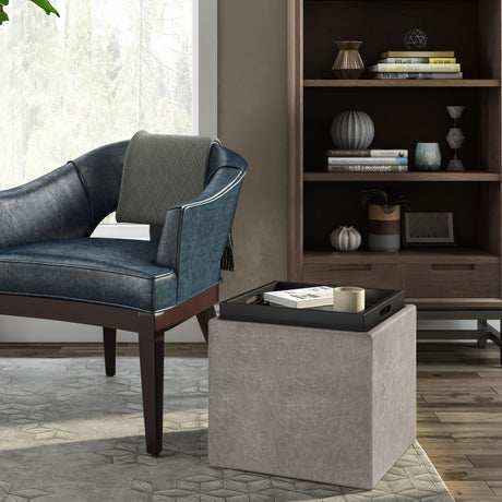 Rockwood - Upholstered Cube Storage Ottoman With Tray - view 25