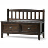 Burlington - Entryway Storage Bench With Drawers Dark Brown by Simpli-Home | Bel Furniture