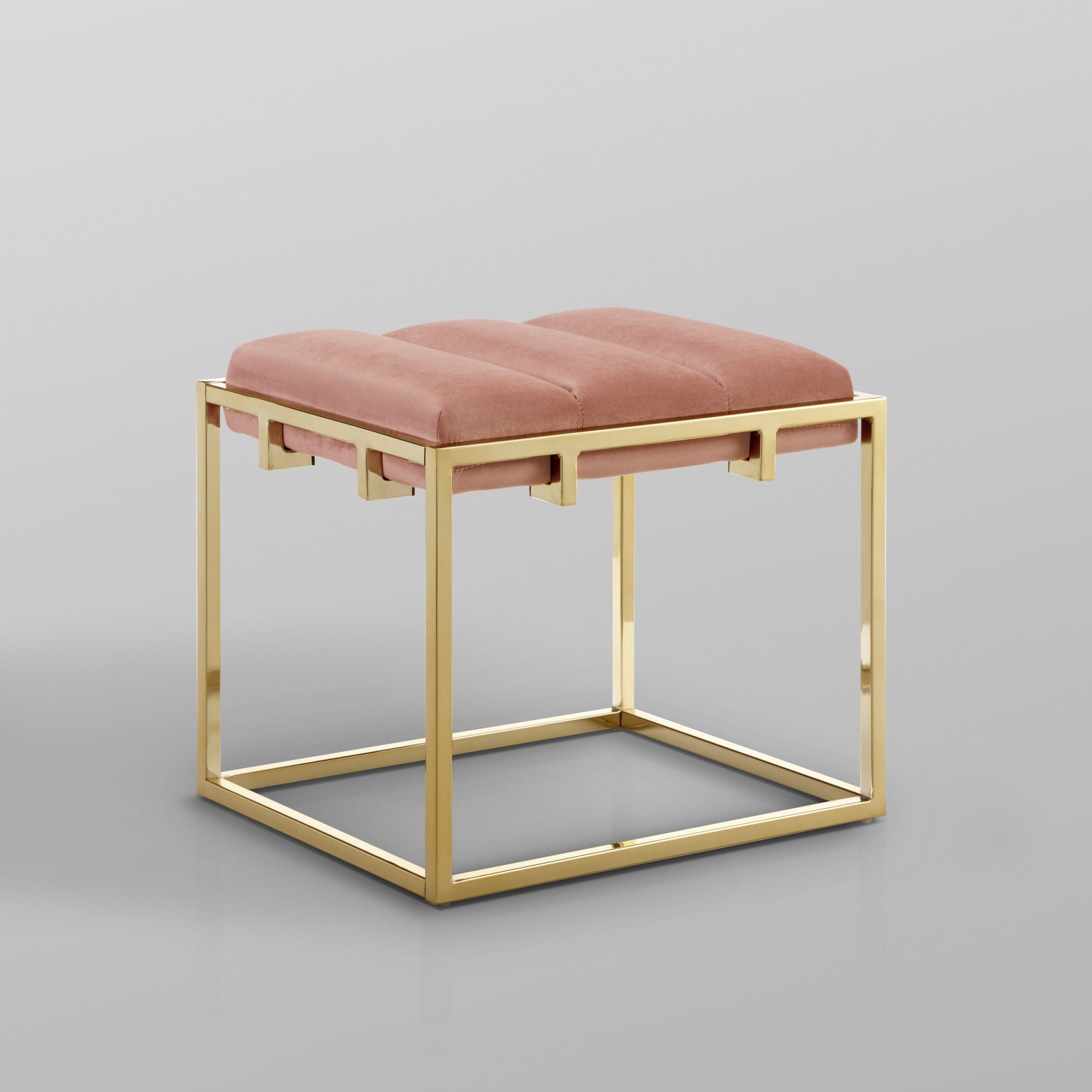 Velvet Ottoman - Blush / Gold