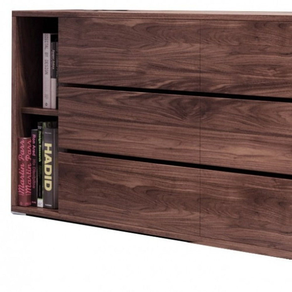 Wood Six Drawer, Double Dresser - Walnut