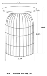Bernardo - Round Wire Frame Side Table - Natural And Gunmetal by CoasterEssence | Bel Furniture