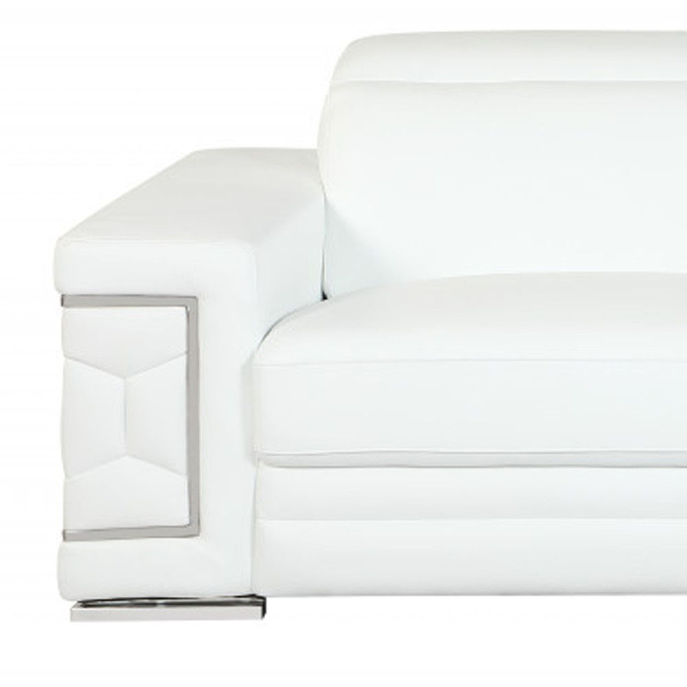 Silver Legs Sofa Italian Leather - White