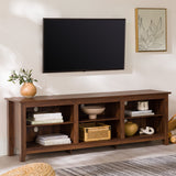 Modern 3 Shelf Open Storage 70" TV Stand For 80" TVs - Rustic Oak