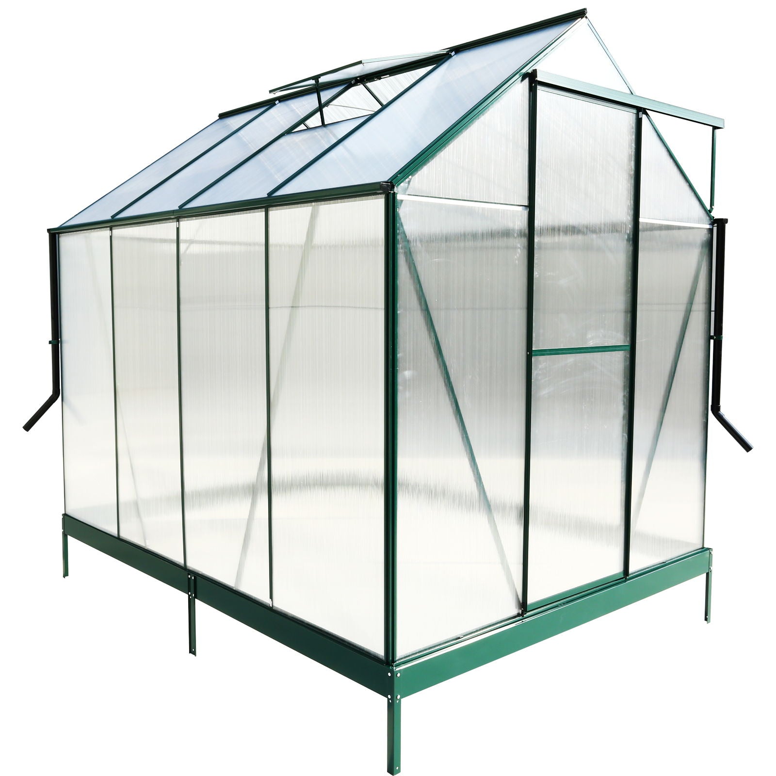 Polycarbonate Greenhouse, Heavy Duty Outdoor Aluminum Walk-In Green House Kit With Rain Gutter, Vent And Door For Backyard Garden