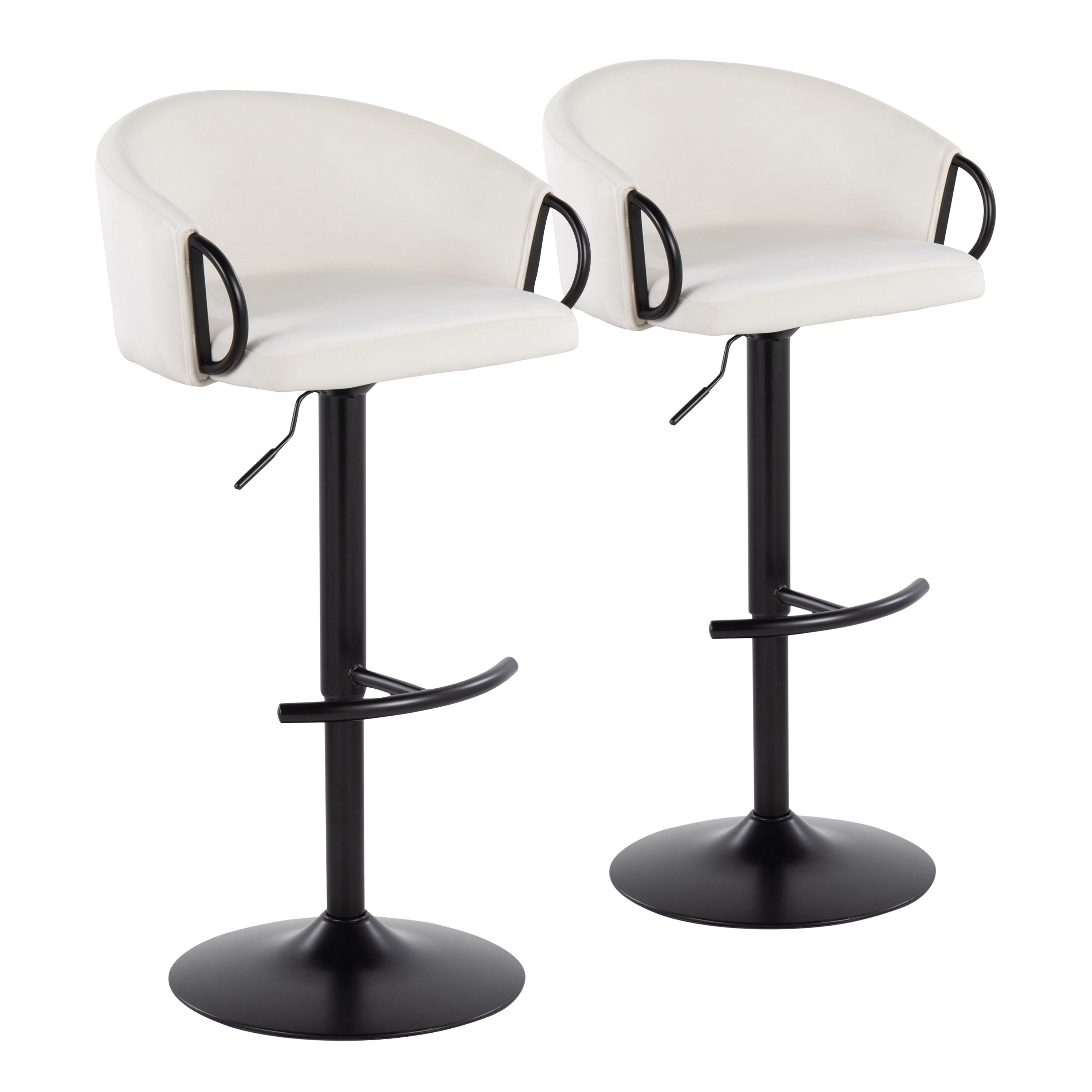 Claire - Contemporary Adjustable Barstool With Swivel With Rounded T Footrest (Set of 2)