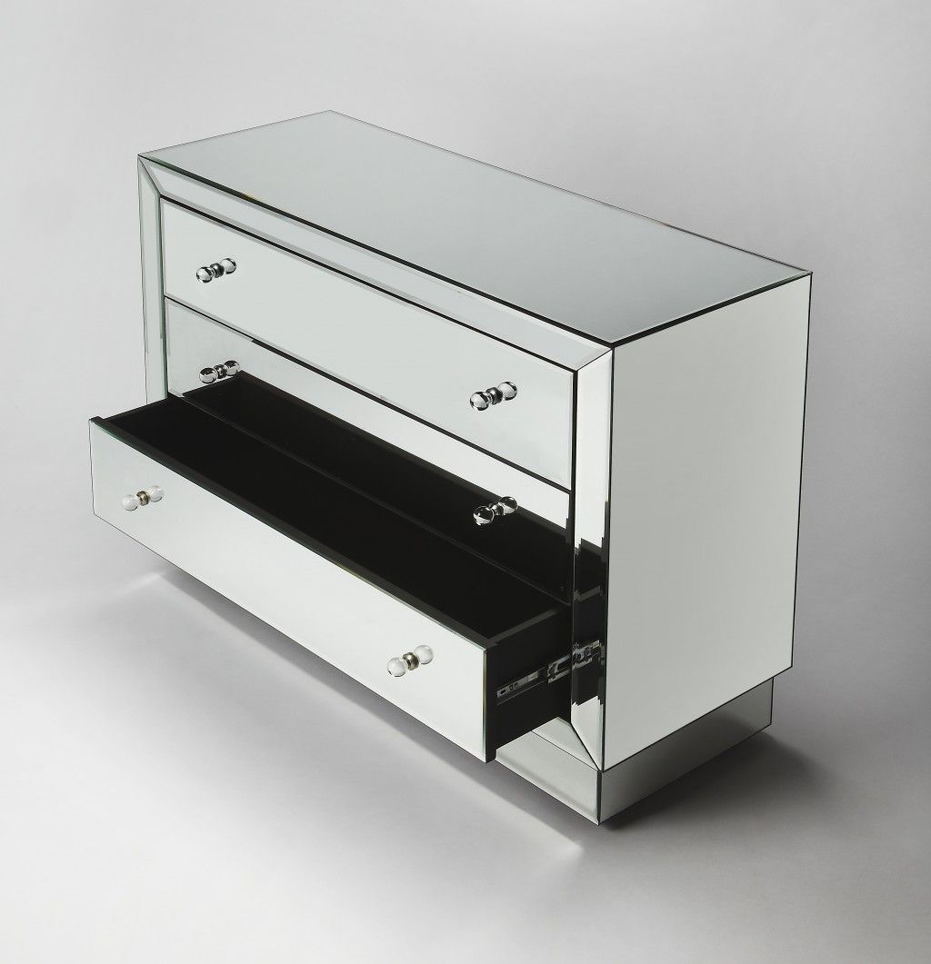 Glass Three Drawer Dresser - Clear