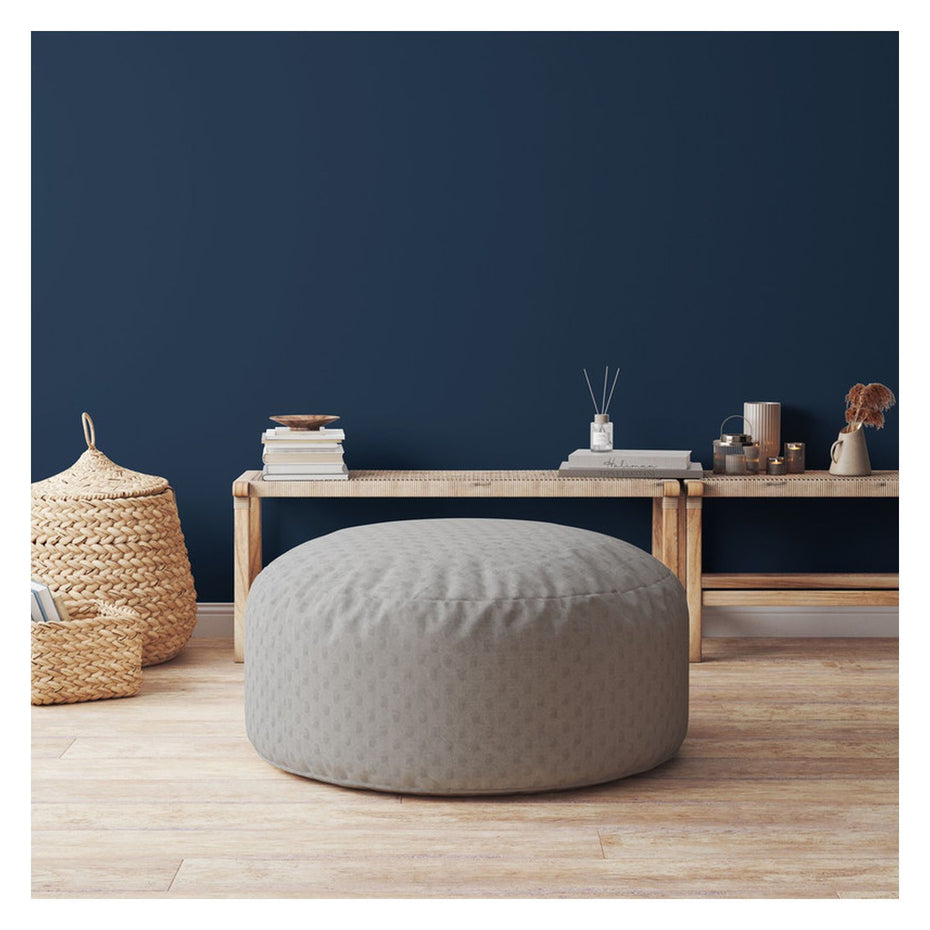 Polyester Round Pouf Ottoman - Gray