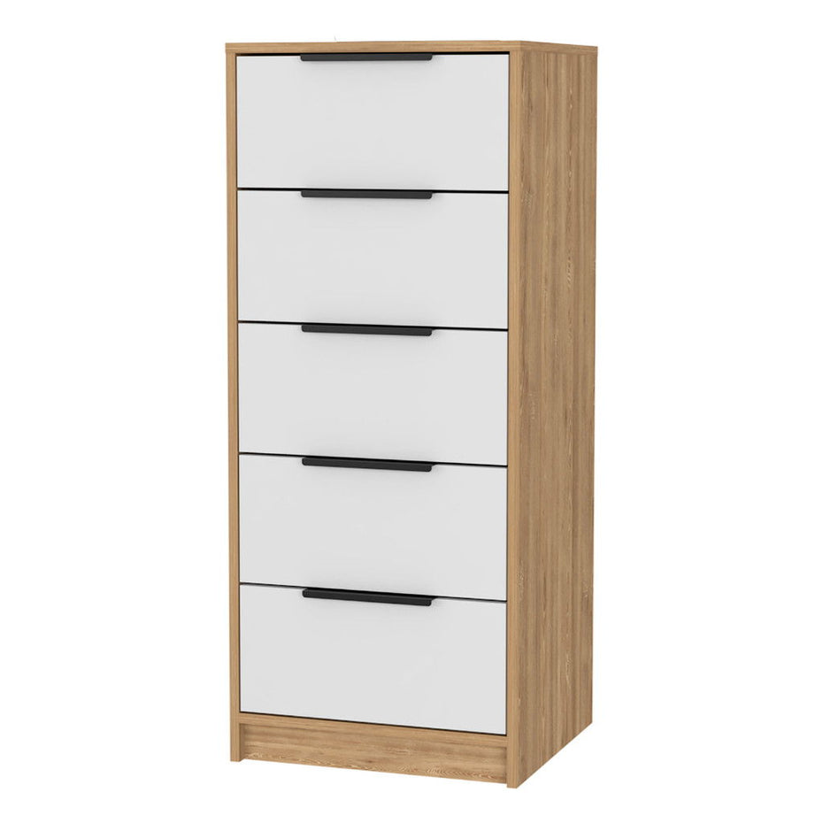 Five Drawer Standard Chest - White / Natural