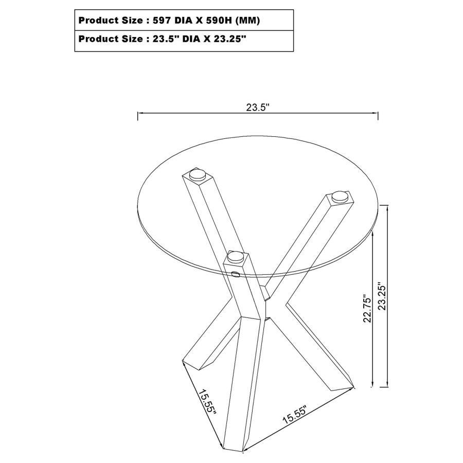 Kenzie - Round Tempered Glass Top Table by Coaster Fine Furniture | Bel Furniture