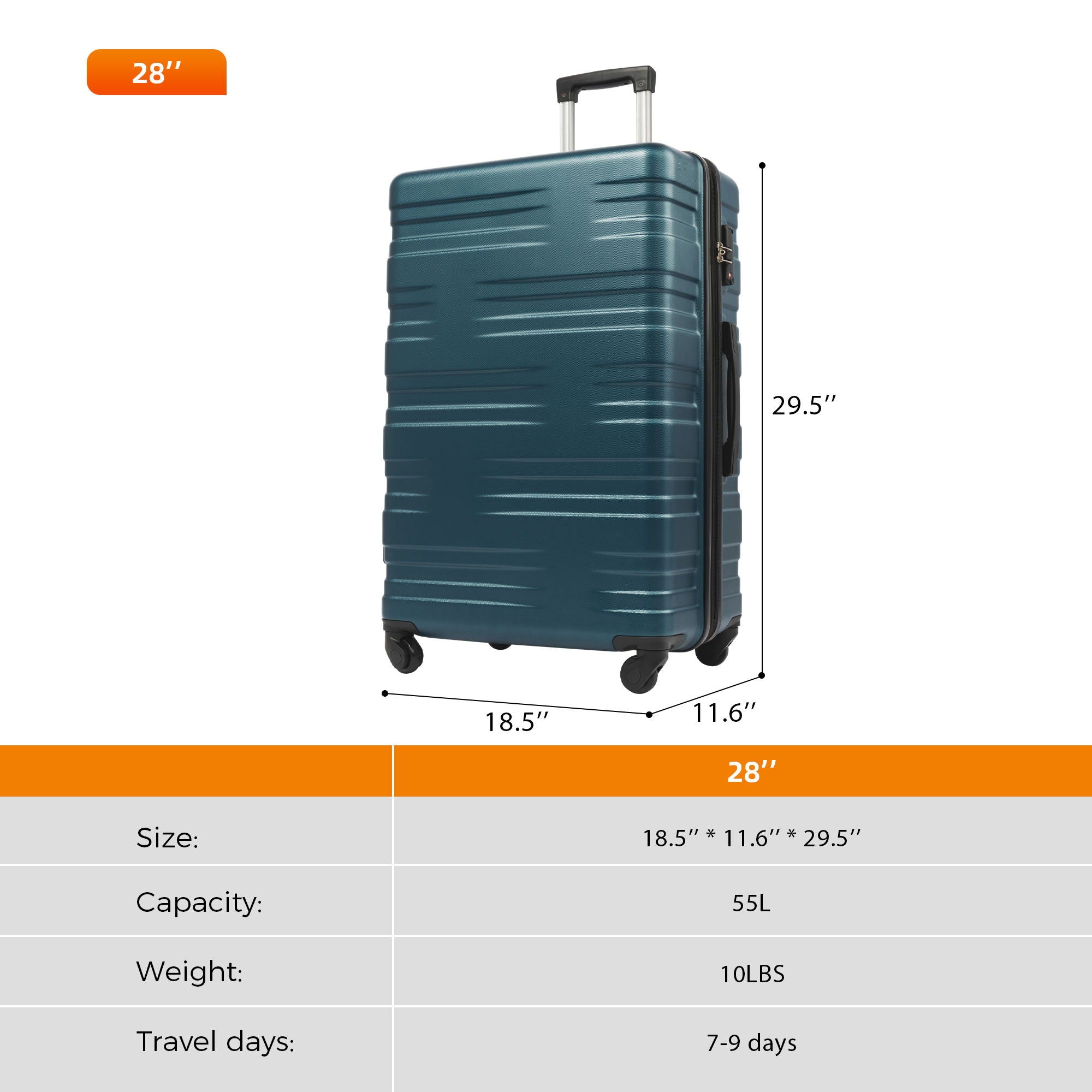 Luggage With Tsa Lock Spinner Wheels Hardside Expandable Luggage Travel Suitcase Check In Luggage ABS 28"