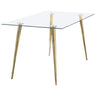 Gilman - Rectangular 64-inch Glass Top Dining Table Gold by CoasterEssence | Bel Furniture