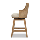 Bahama - Cane High Back Swivel Counter Stool With Recessed Arms Textured Weave - Taupe Beige by Jennifer Taylor Home | Bel Furniture