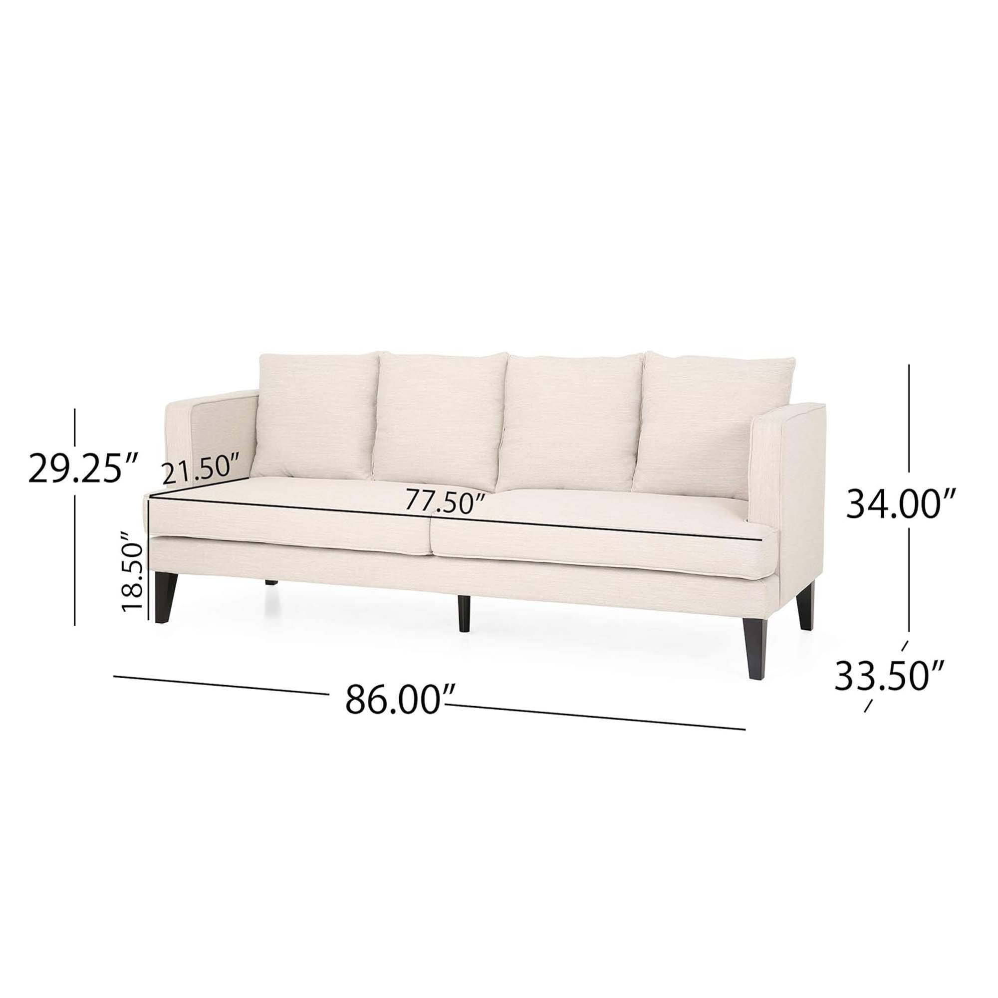 Comfy 3 Seat Sofa With Tufted Back And Arm, Modern For Living Room - Beige