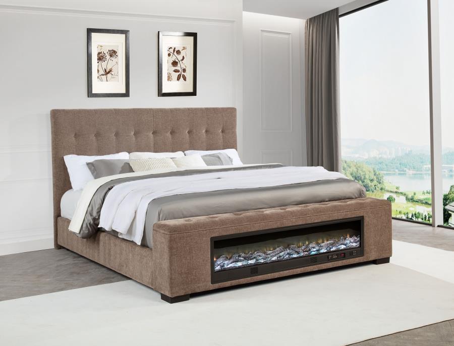 Senna - Upholstered Audio Flame Visualizer Bed by Coaster Fine Furniture | Bel Furniture