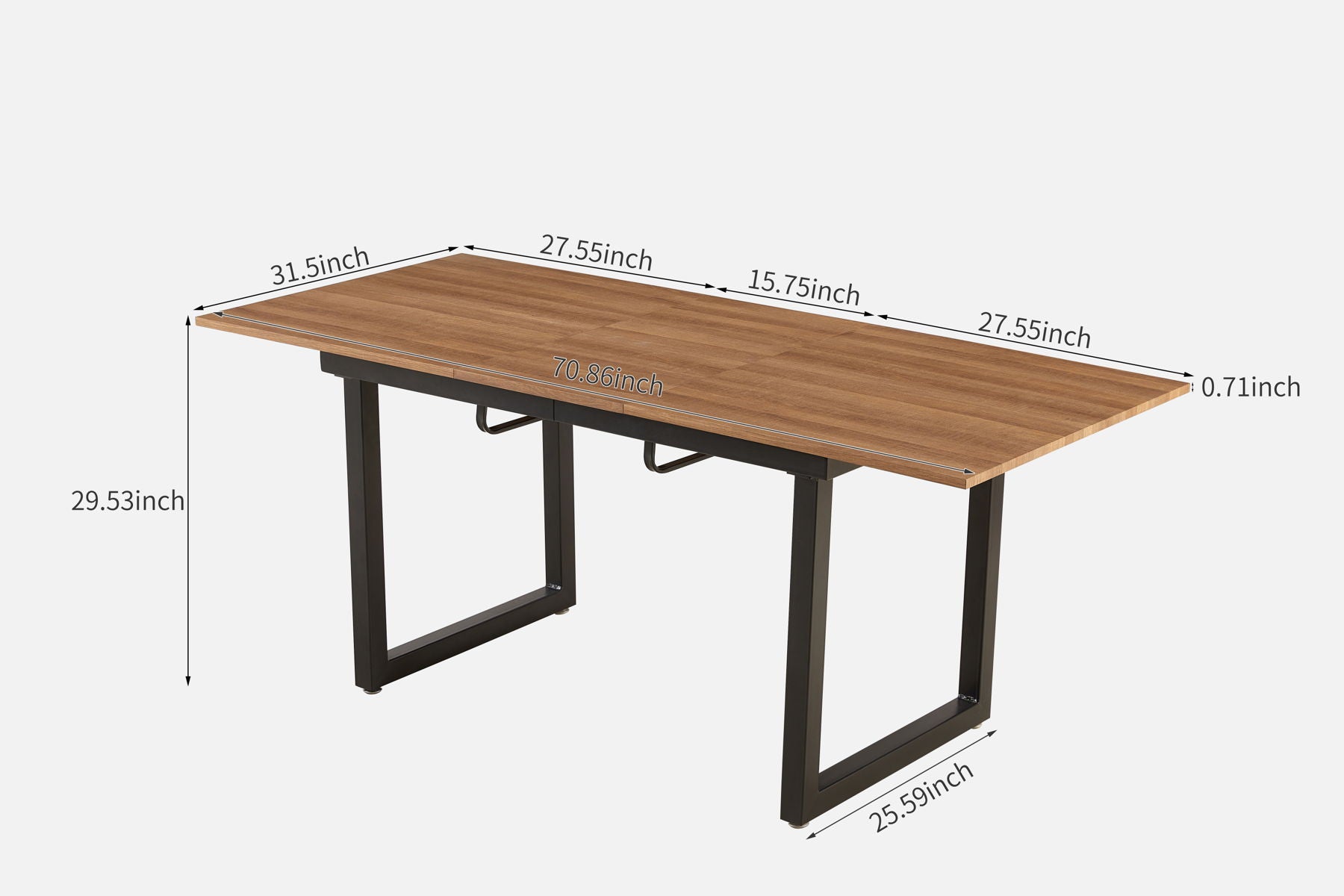 Square Extendable Dining Table With Metal Leg, Modern Space Saving Kitchen Table For Living Room