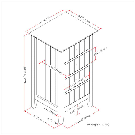 Acadian - Four Drawer Floor Storage Cabinet - Pure White by Simpli-Home | Bel Furniture