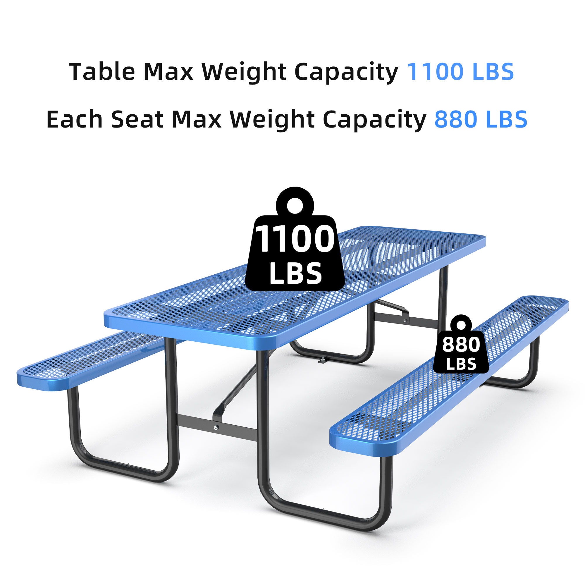 Expanded Metal Rectangular Picnic Table