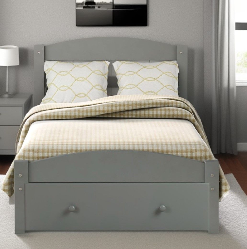 Twin Upholstered Bed - Beige White