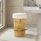 Nebula - Backless Round Upholstered Counter Stool With Burl - Ivory White