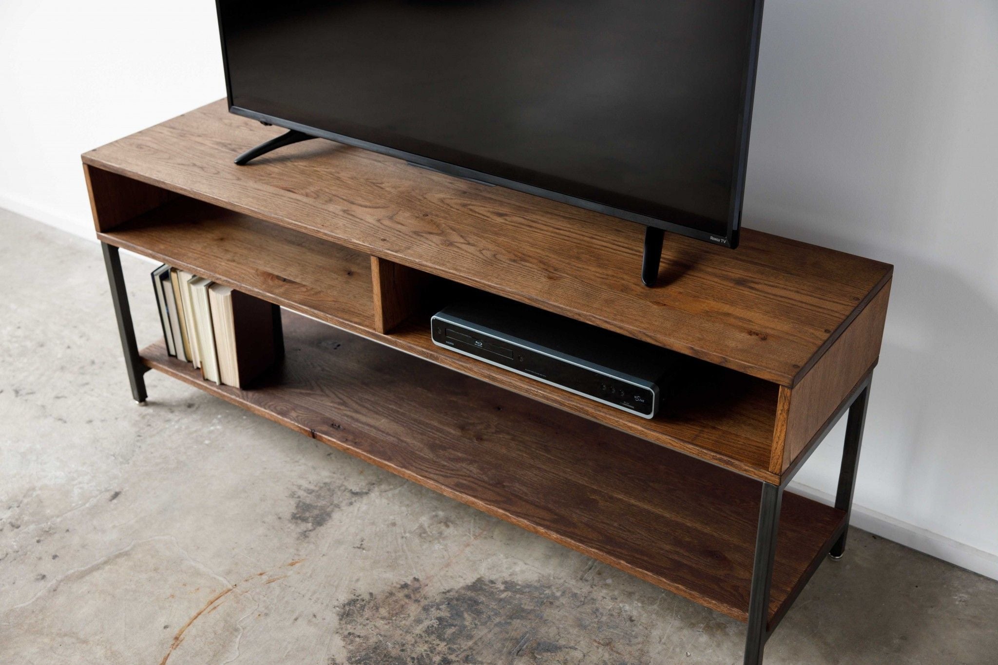 Wood Open Shelving TV Stand - Brown