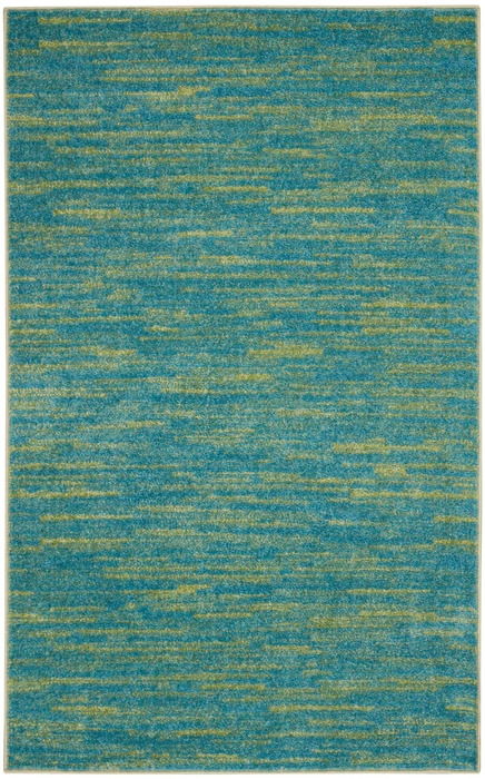 3' X 5' Striped Non Skid Indoor / Outdoor Area Rug - Blue / Green