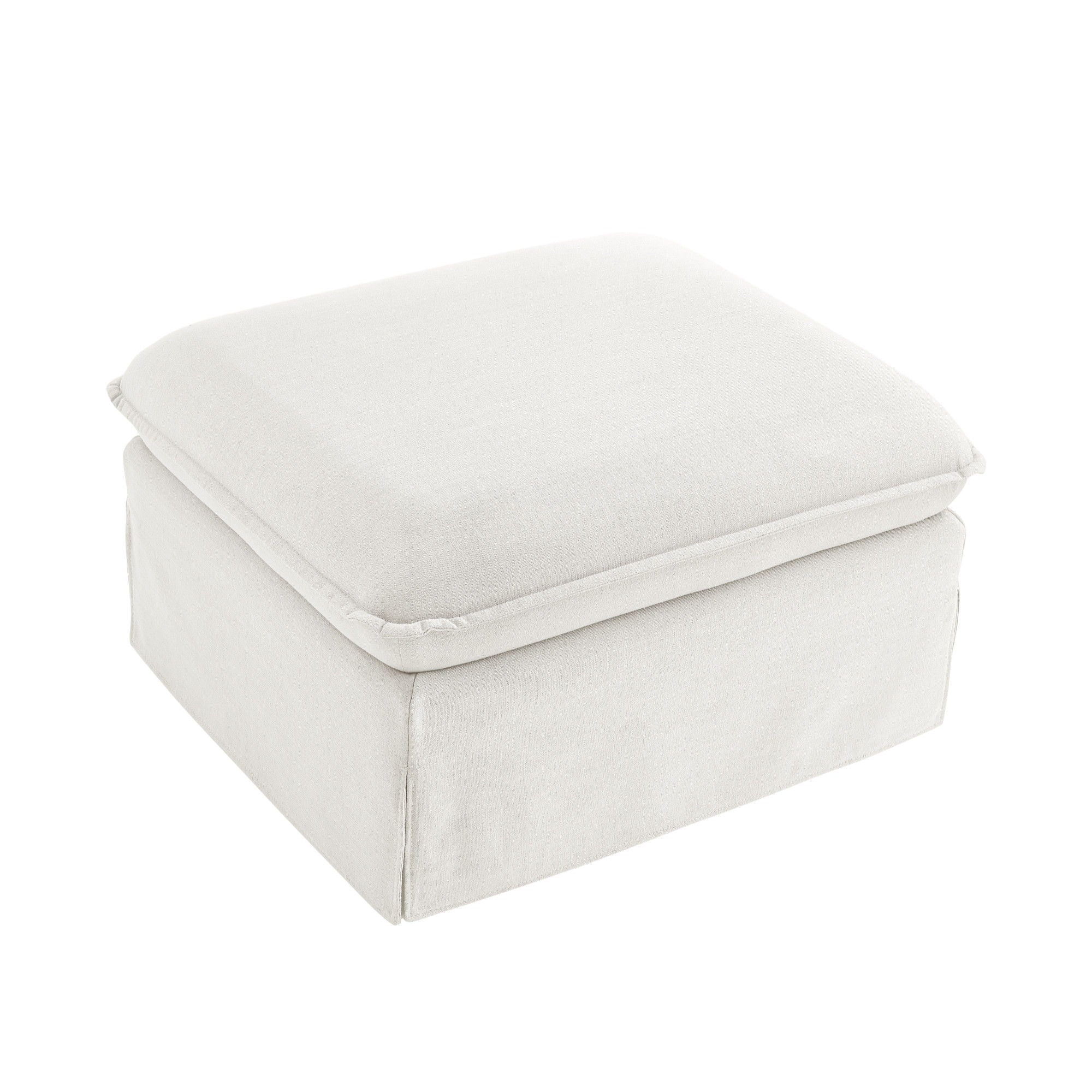 Linen Ottoman - White