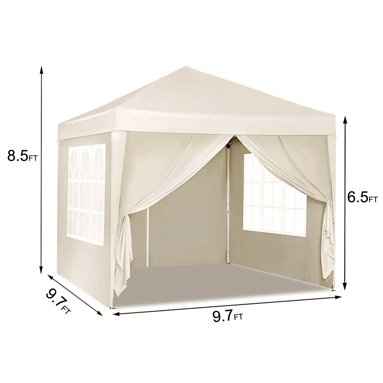 10'X10' Folding Canopy With 4 Removable Sidewalls Outdoor Event Shelter UPF 50+ Gazebo Portable Tents For Parties Beach Camping Wedding Ez Pop Up Canopy 4 Pieces Weight Bag + Carry Bag