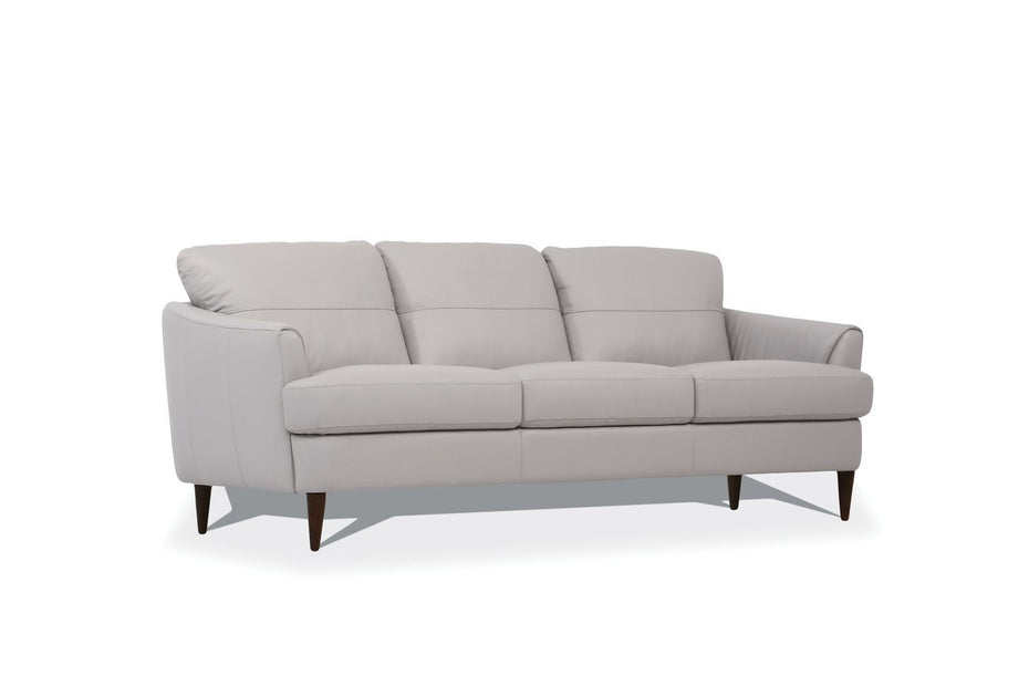 Leather Sofa With Black Legs - Pearl