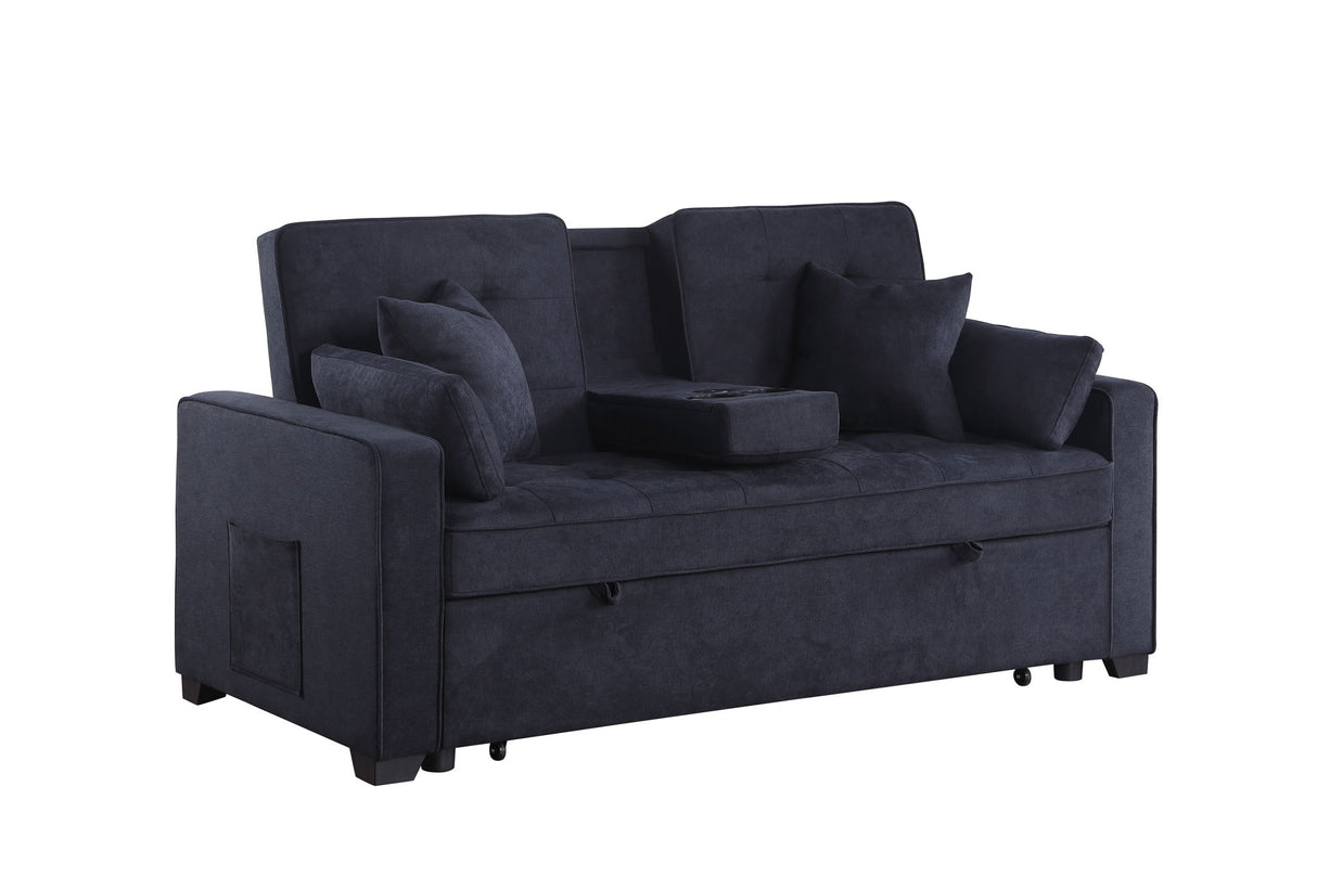 Cody II - 69.5"W Woven Fabric Convertible Sleeper Loveseat with Cup Holder by Lilola Home | Bel Furniture