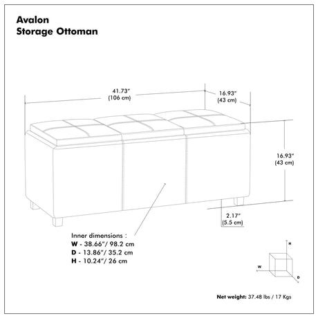 Avalon - Upholstered Storage Ottoman - view 35