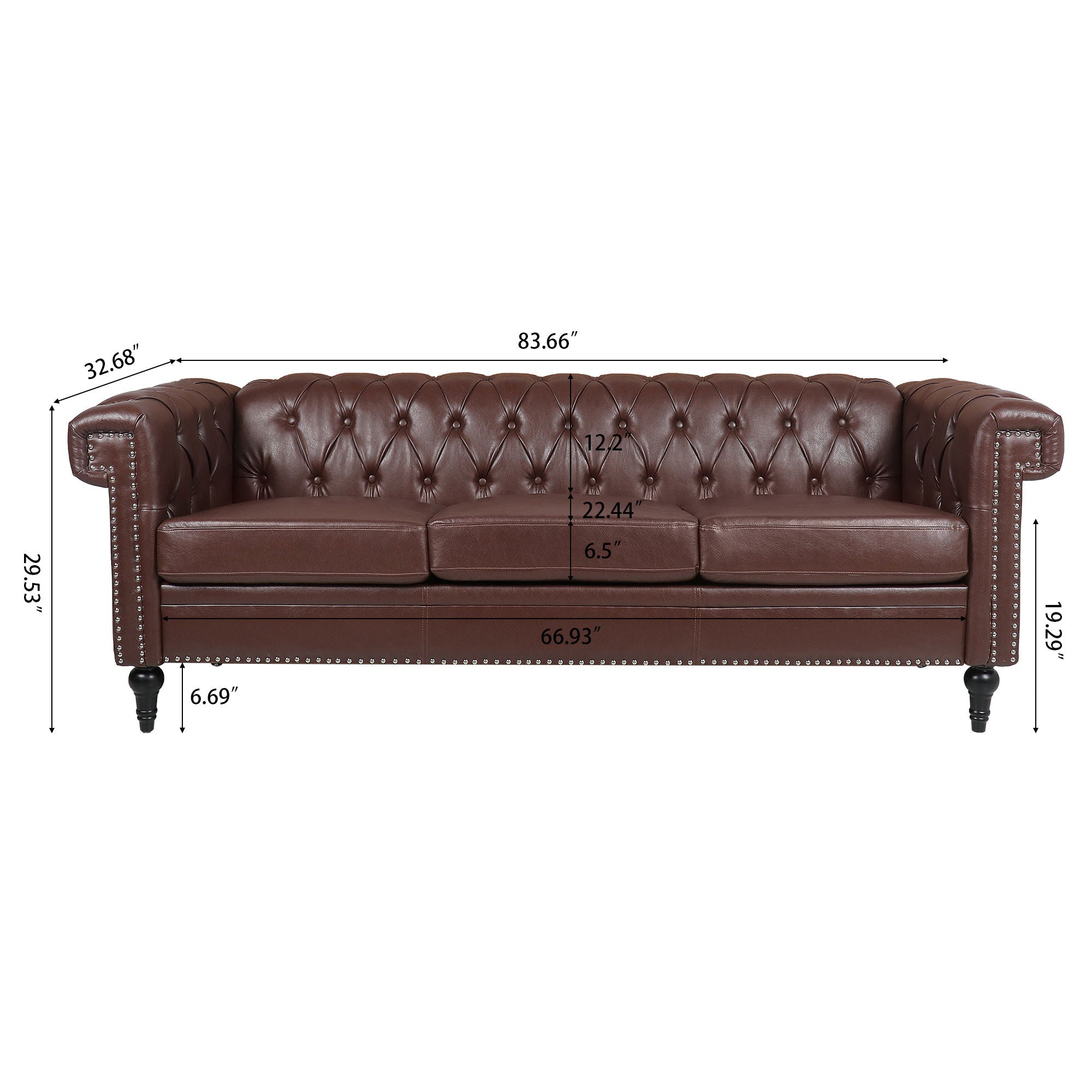 Traditional Square Arm Removable Cushion 3 Seater Sofa