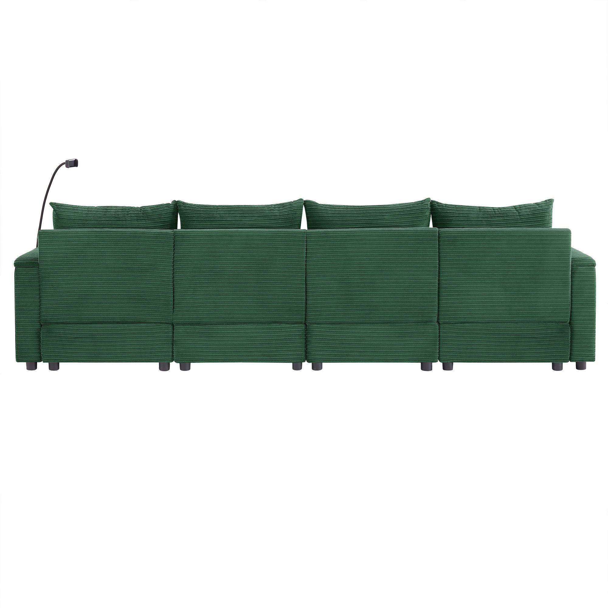 Modern Style Loveseat Sofa Sectional Sofa Couch With Storage Space, A Movable Ottoman, Two USB Ports, Two Cup Holders, A Phone Holder For Living Room