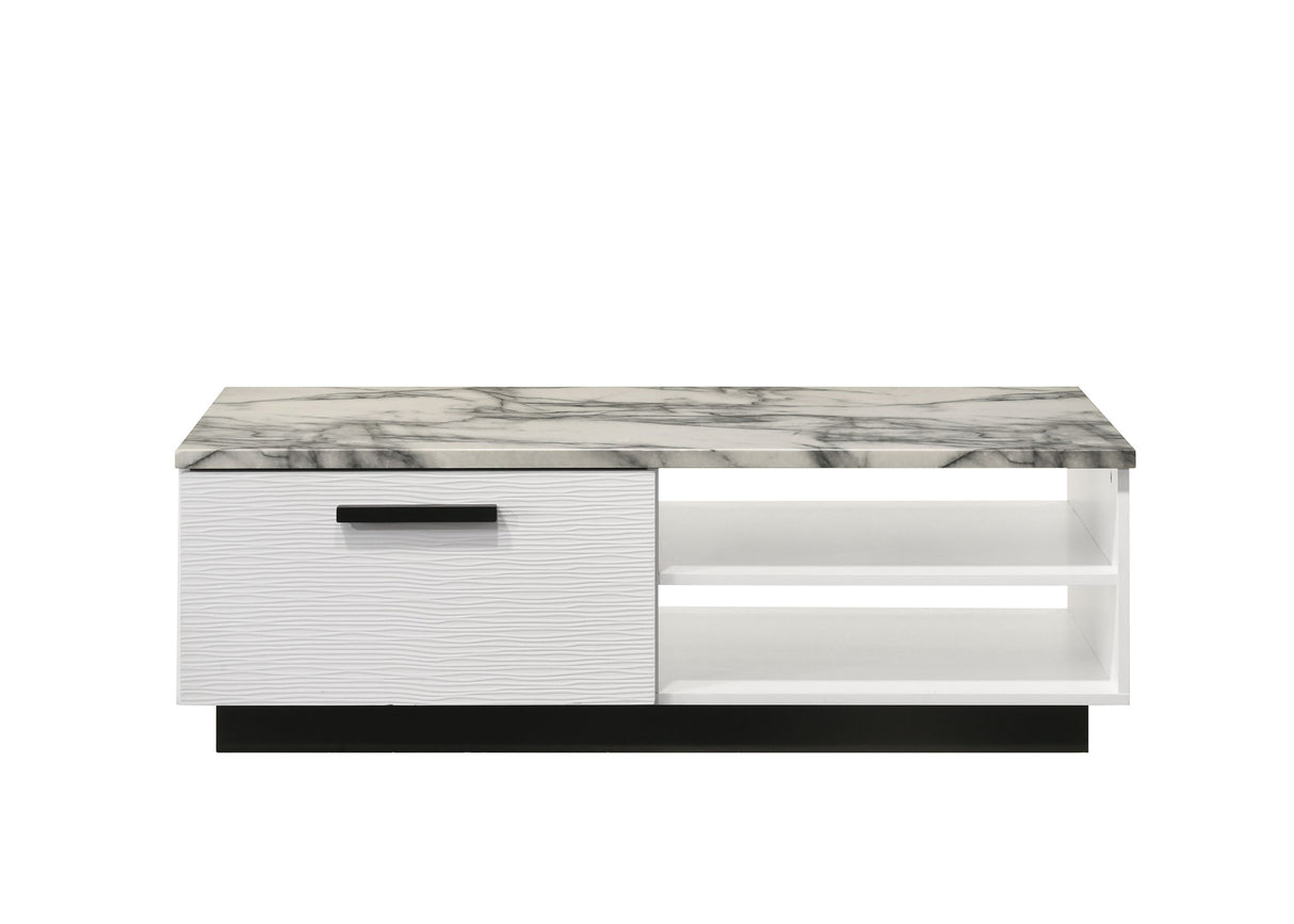 Matilda - Coffee Table With White Faux Marble Top - White by Lilola Home | Bel Furniture