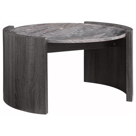 Gladstone - Round Faux Marble Top Table Dark Gray Coffee Tables by Coaster Fine Furniture | Bel Furniture