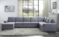 Tifton - Linen 7 Seat Reversible Modular Sectional Sofa Chaise by Lilola Home | Bel Furniture