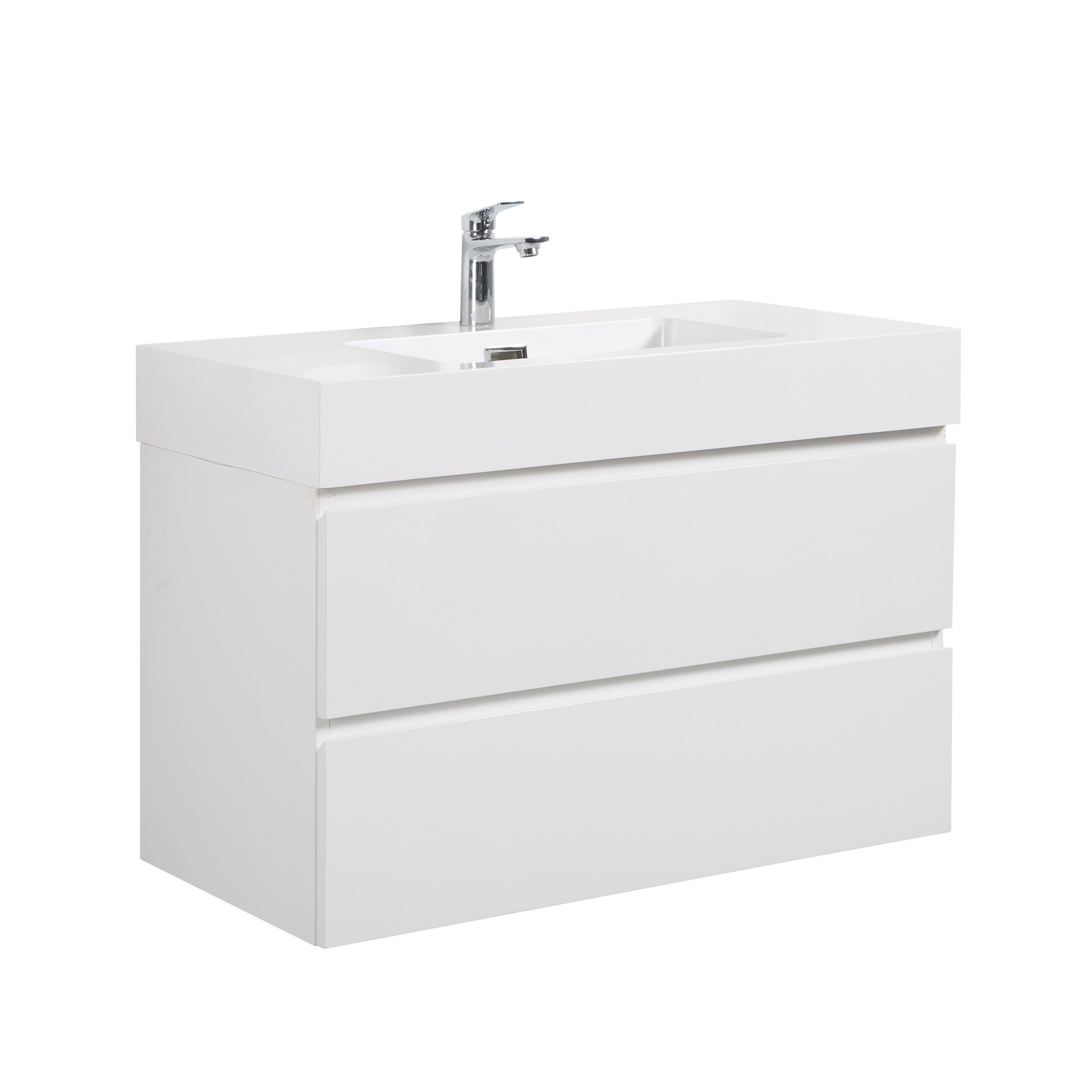 Alice - Bathroom Vanity With Large Storage, Sink Wall Mounted Floating Bathroom Vanity For Modern Bathroom, One-Piece Sink Basin Without Drain And Faucet