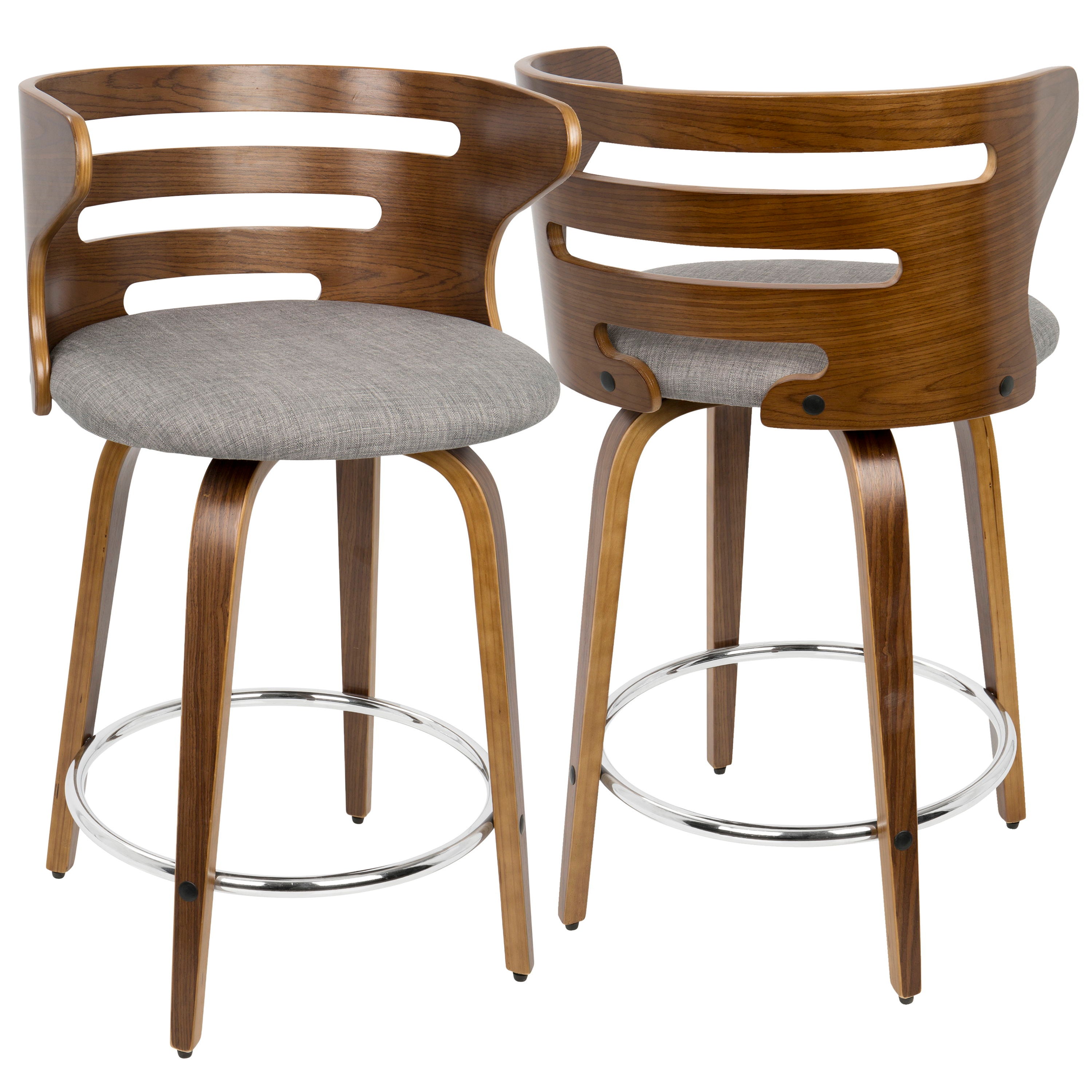 Cosini - Mid Century Modern Fixed Height Counter Stool With Footrest With Swivel (Set of 2)