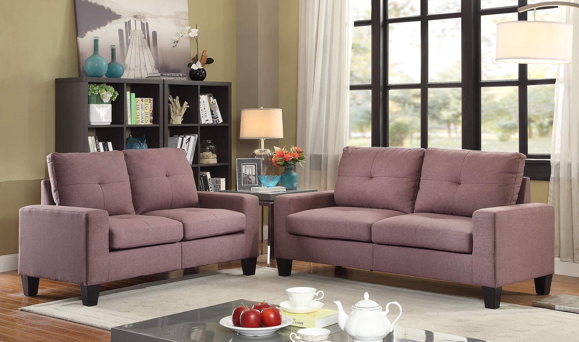 Linen Platinum Sofa And Loveseat - Chocolate