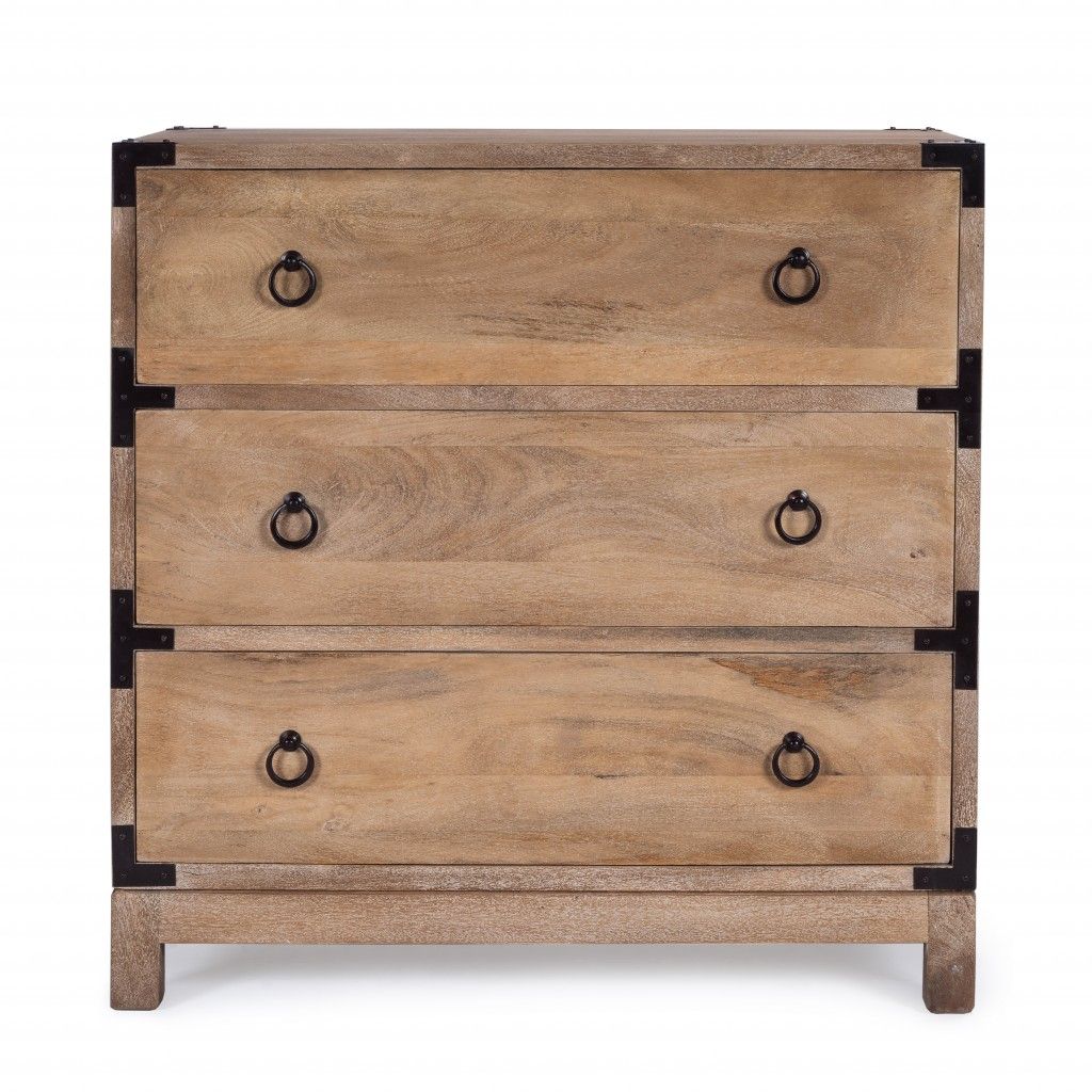 Wood Solid Wood Three Drawer Dresser - Natural