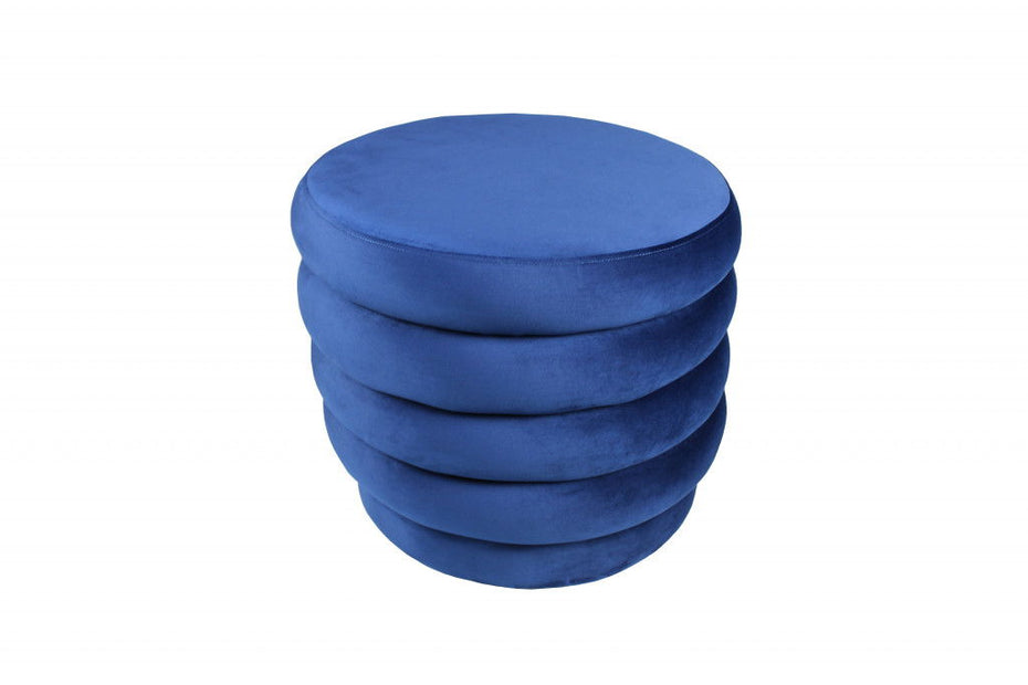 Velvet Tufted Round Cocktail Ottoman - Blue