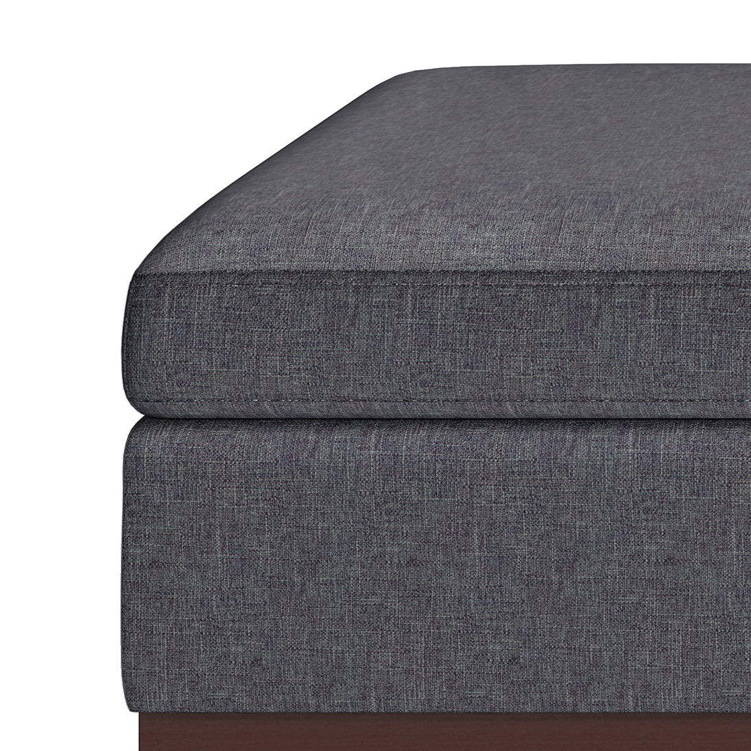 Owen - Square Coffee Table Storage Ottoman - Slate Gray by Simpli-Home | Bel Furniture